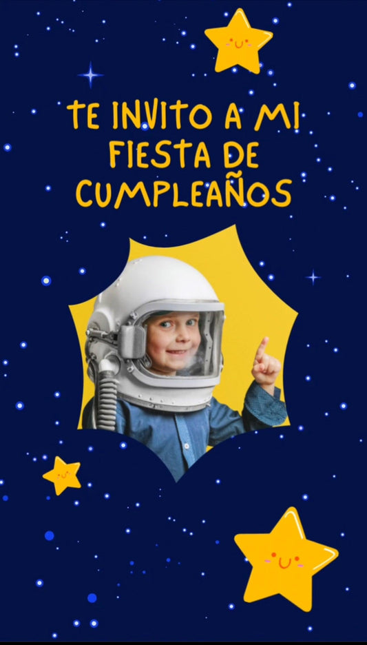 Astronauta 1 invitación cumpleaños infantil