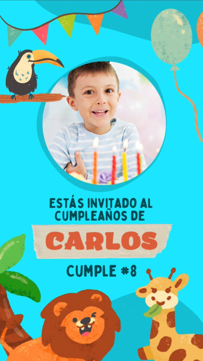 Animales 1 invitación cumpleaños infantil