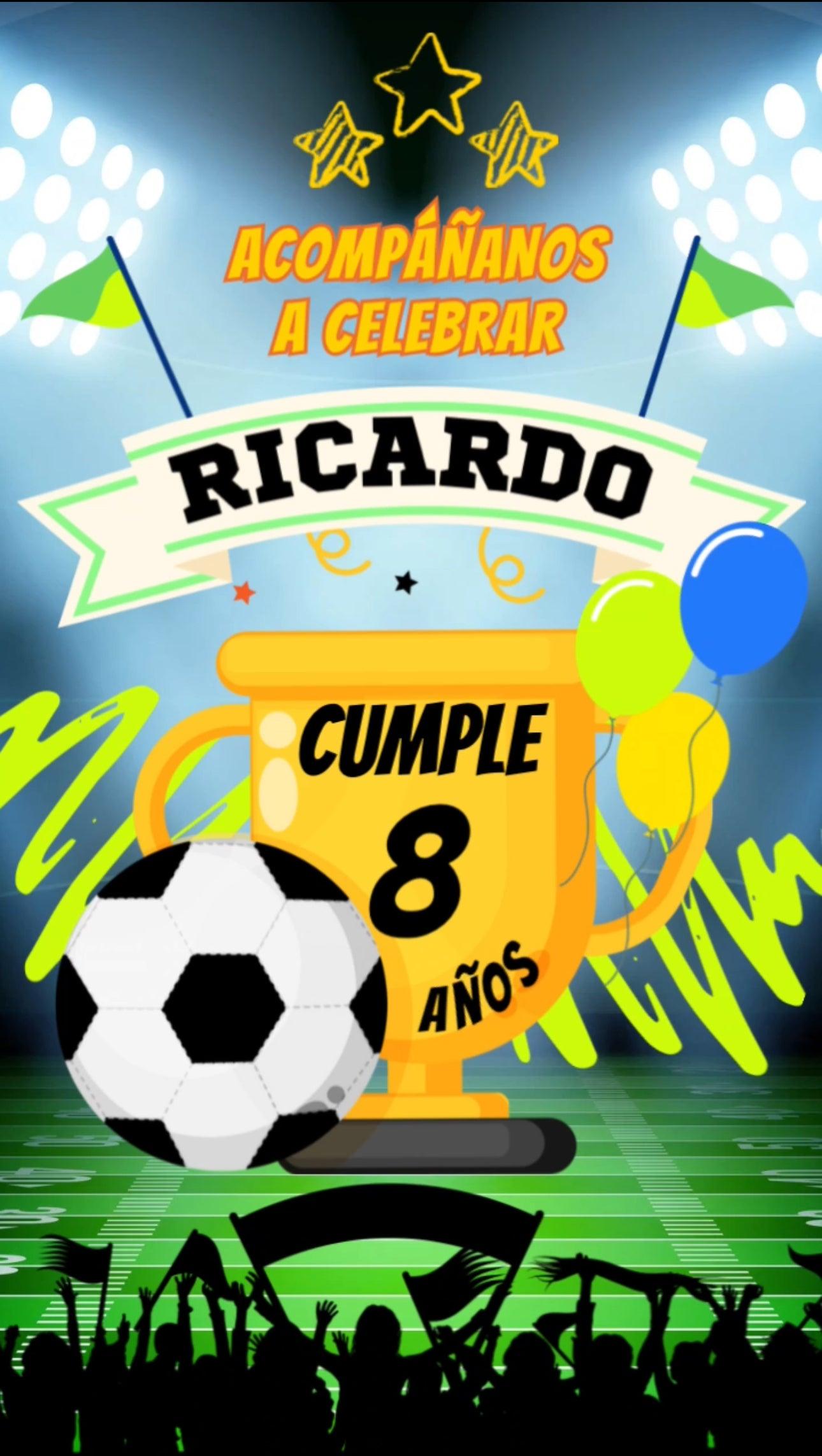 Fútbol 1 invitación cumpleaños infantil