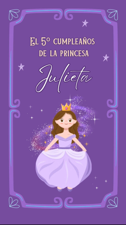 Princesa 1 invitación cumpleaños infantil