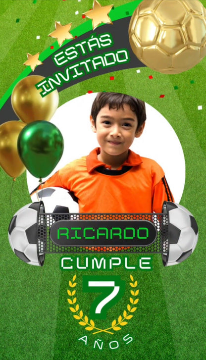 Fútbol 2 invitación cumpleaños infantil