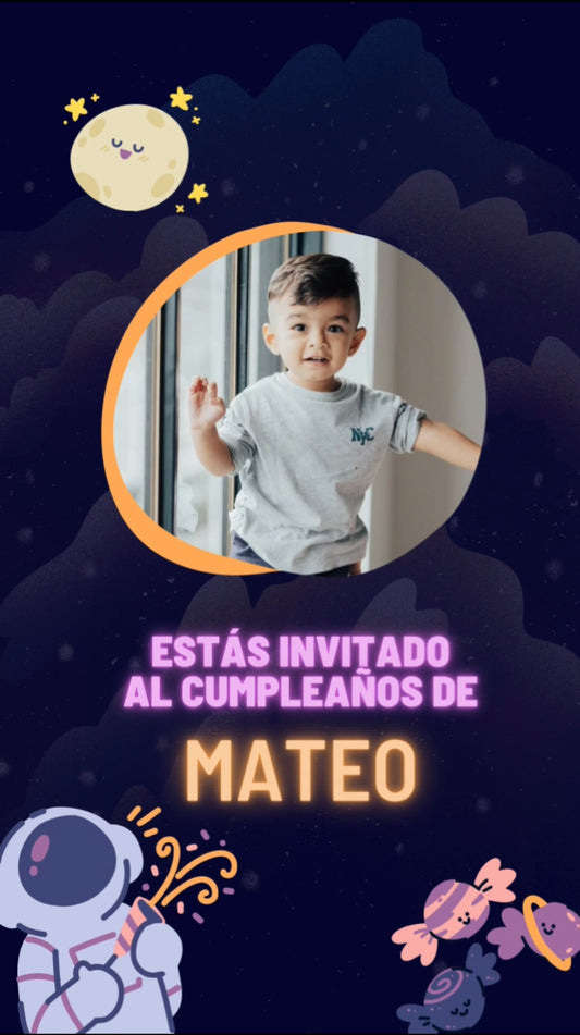 Astronauta 2 invitación cumpleaños infantil