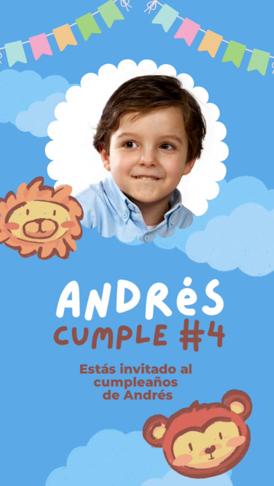 Animales 2 invitación cumpleaños infantil