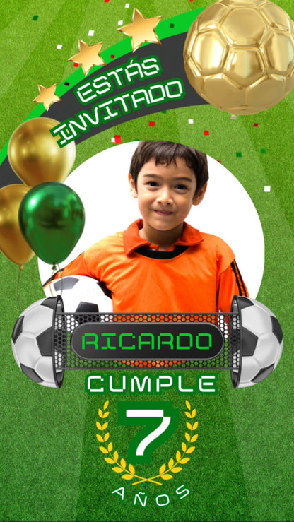 Fútbol 2 invitación cumpleaños infantil